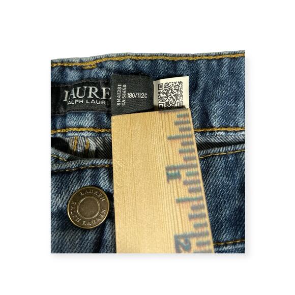 Lauren Ralph Lauren High-Rise Relaxed Crop Blue Denim Jeans Atlas Wash - Picture 6 of 8